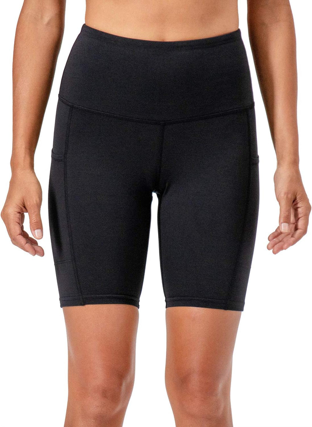 2 Pack Women'S 8" Biker Shorts High Waist Yoga Workout Gym Running Volleyball Spandex Shorts with Pockets