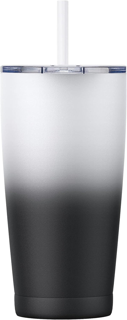20Oz Insulated Stainless Steel Tumbler, Coffee Tumbler with Lid and Straw, Double Wall Vacuum Leak-Proof Travel Coffee Mug, Powder Coated Water Tumbler Cup for Hot and Cold Drinks (Day&Night,1)
