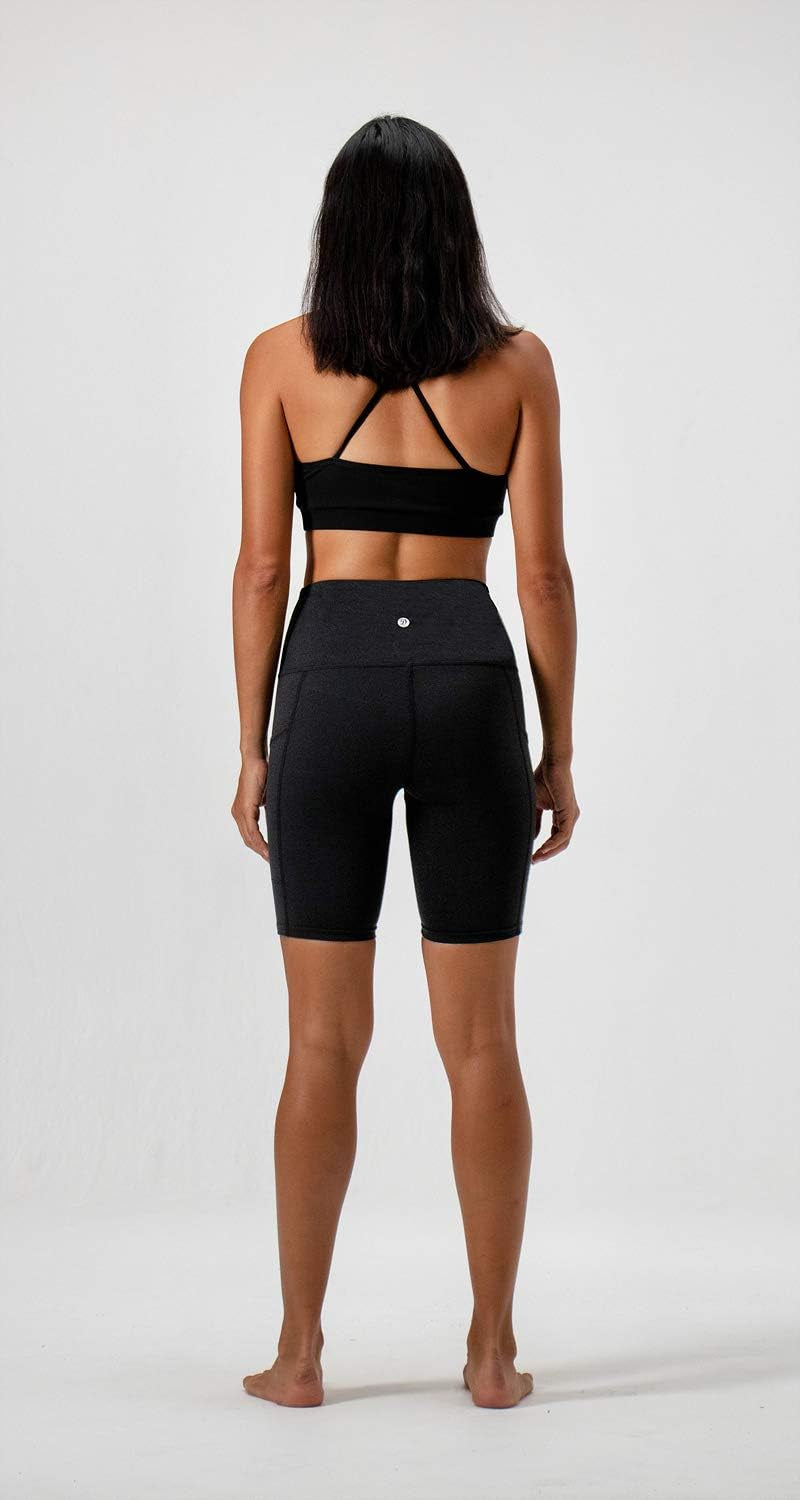2 Pack Women'S 8" Biker Shorts High Waist Yoga Workout Gym Running Volleyball Spandex Shorts with Pockets