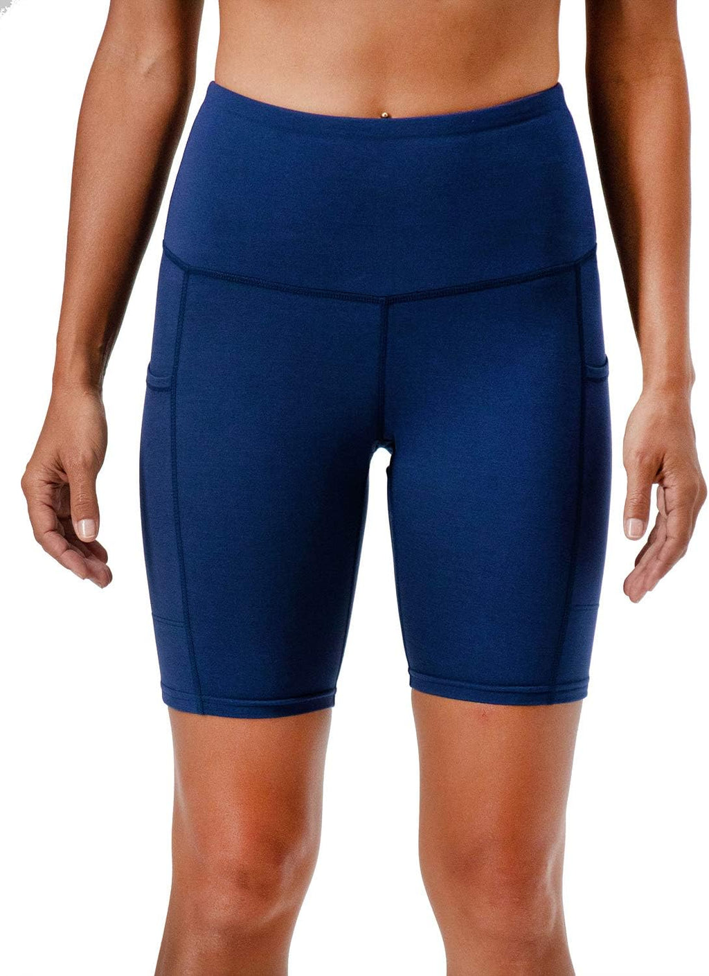 2 Pack Women'S 8" Biker Shorts High Waist Yoga Workout Gym Running Volleyball Spandex Shorts with Pockets